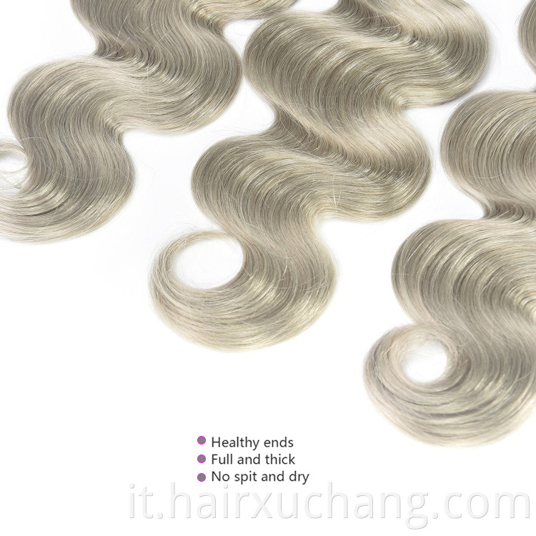 Estensione dei capelli vergini Oonda del corpo brasiliano Ombre 1b/Grey Human Hair Extention